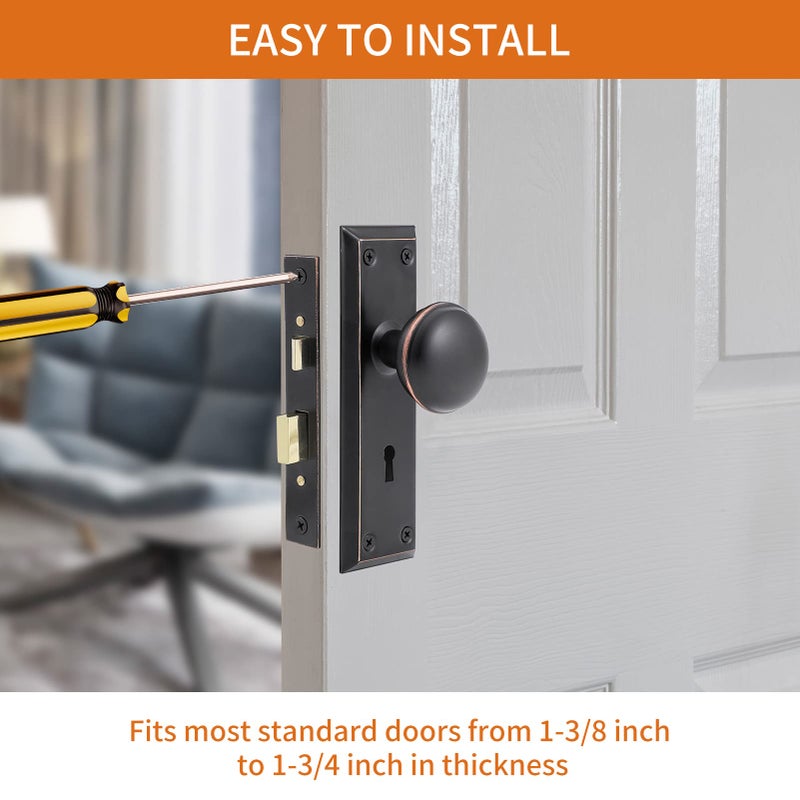 newliplace 2 Pack Mortise Lock Door Plates for Interior Doors, Old Style Mortise Door Knob Replacement, Door Escutcheon Plates Oil Rubbed Bronze - Image 4